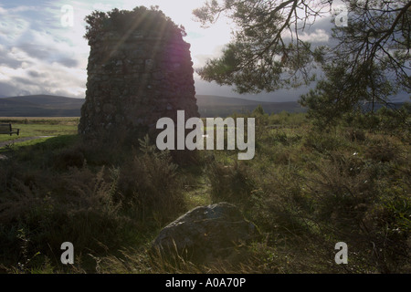 Winter light  Memorial cairn on Culloden Battlefield near Culloden Visitor Centre  Inverness Scottish Highlands Stock Photo