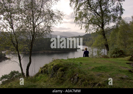 Evening light Glen Affric looking north autumn tints looking west near Inverness Scottish Highlands 2006 Stock Photo