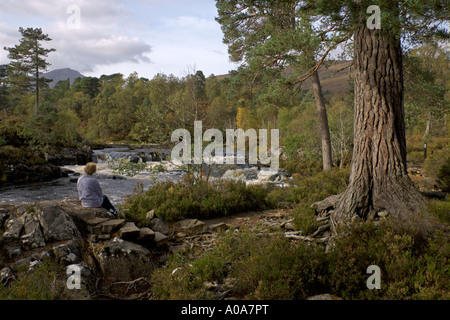 Waterfall Glen Affric near Affric Lodge  River Affric looking west Cannich near Inverness Scottish Highlands 2006 Stock Photo