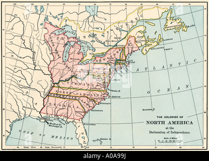 Colonies Of North America In 1776 At The United States Declaration Of   British North American Colonies In 1776 Color Lithograph A0a99j 