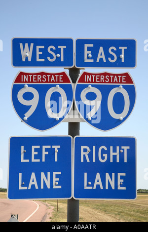 USA Strassenschild Road Sign Interstate West East 90 Stock Photo - Alamy