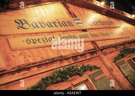 Bavarian Beerhouse at Albert Square Manchesters Christmas Markets UK Stock Photo