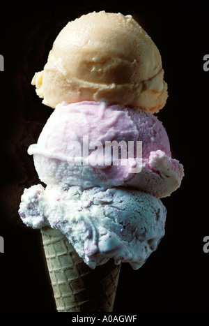Three scoop ice cream Stock Photo
