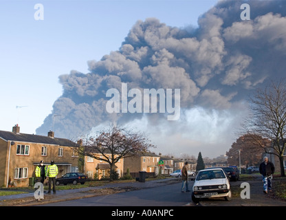 Smoke Ploom from Buncefield Oil Depot Fire Hemel Hempstead Hertfordshire Stock Photo