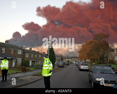 Smoke Ploom from Buncefield Oil Depot Fire Hemel Hempstead Hertfordshire Stock Photo