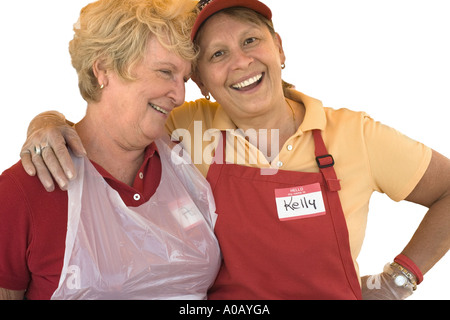 Portrait of two Caucasian fair volunteers Stock Photo