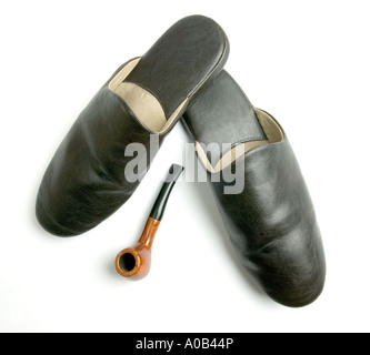 pipe; pipe smoke; old fashion; white background; cut out; old man; old  ways; comfort; comfortable; pipe and slippers; slippers Stock Photo - Alamy
