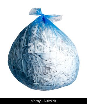 Recycling Bag with shredded paper Stock Photo