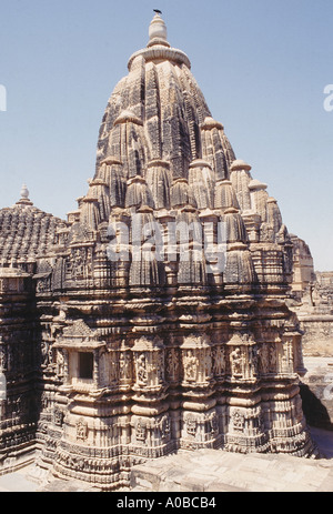 Dome of a Bhagawan Adinatha temple in the Chittorgarh fort. Rajasthan, India. Stock Photo