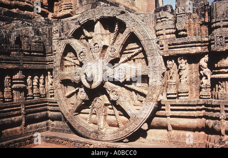 Fourth wheel from the south. Konark Sun Temple, Orissa India. UNESCO world heritage site. Stock Photo