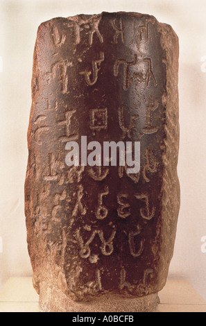 A.I. Amaravati, Ashoka Pillar with Inscription. India Stock Photo