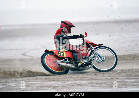 Sand racer on Jawa speedway bike sand racing on a beach in England Stock Photo