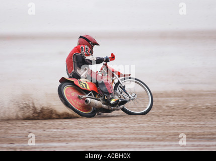 Sand racer on Jawa speedway bike sand racing on a beach England Stock Photo