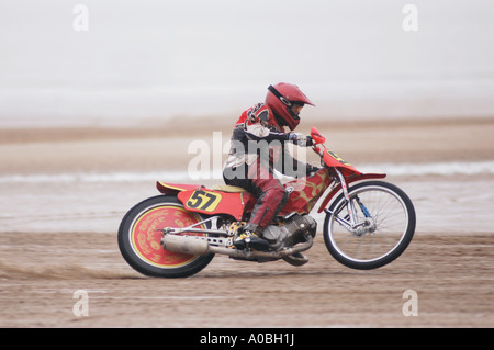 Sand racer on a Jawa speedway bike sand racing on a beach in England Stock Photo