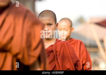 Novice monks in Nyaungshwe, Myanmar. Stock Photo