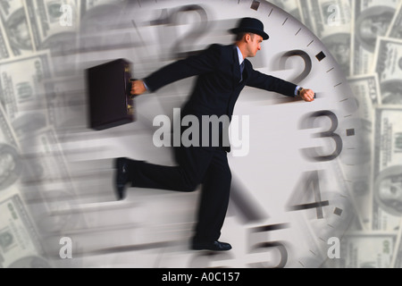 Businessman running against time Stock Photo