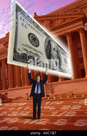 Businessman holding paper money Stock Photo