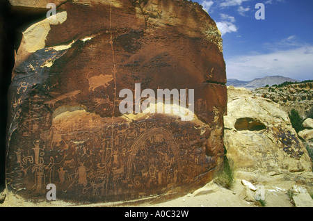 Petroglyphs at Rochester Panel Rock Art Site near Emery, San Rafael Swell area, Utah, USA Stock Photo