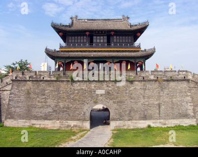 The City Wall and the City Gate Tower of Jingzhou in Hubei province China Stock Photo