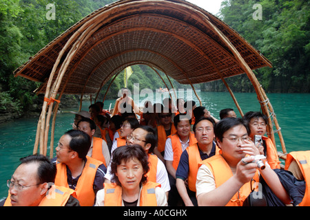 Tourists visit the Three Little Gorges, China Stock Photo