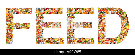 FOODFONT LETTER ON WHITE FEED Stock Photo
