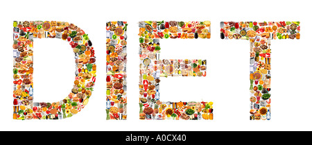 FOODFONT LETTER ON WHITE DIET Stock Photo