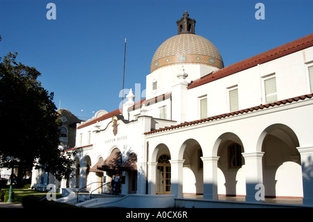 The historic Quapaw bathhouse on Bathhouse Row in Hot Springs Arkansas Stock Photo