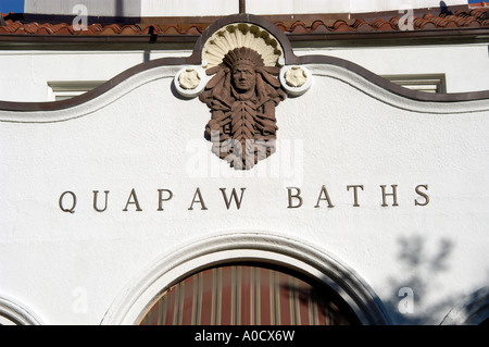 The historic Quapaw bathhouse on Bathhouse Row in Hot Springs Arkansas Stock Photo