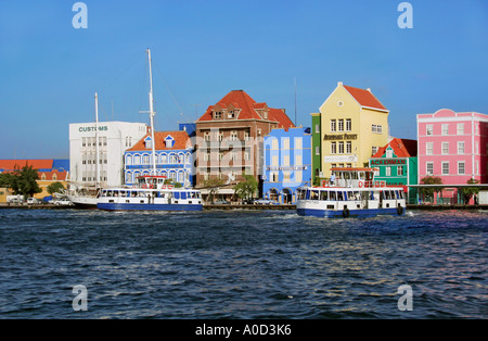 Handelskade in Willemstad capitol town of Curacao Netherlands Antilles listed on the World Heritage Foundation list of UNESCO Stock Photo