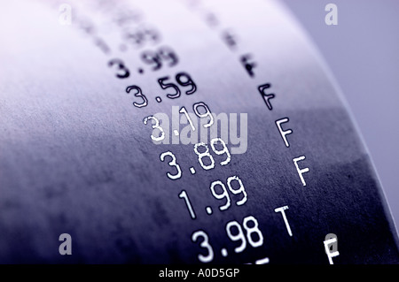 printout of cash register receipt Stock Photo