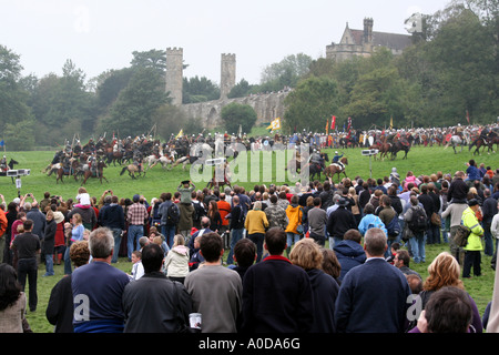 Crowds watch the reenactment of the battle of Hastings in 2006. Stock Photo