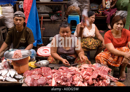 Stock photograph of a general street market in Yangon in Myanmar 2006 Stock Photo