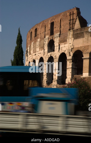 Traffic passing the Colosseum in Rome Italy Europe Stock Photo