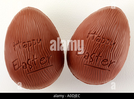 TWO CHOCOLATE EASTER EGGS Stock Photo