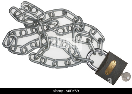 Security lock and metal chain Stock Photo