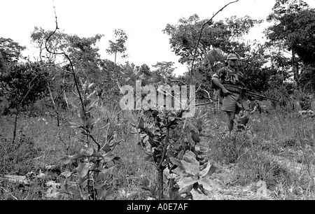 Rhodesian troops in the bush 1975. Stock Photo