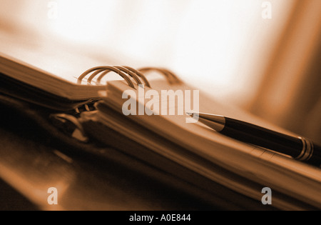 open notebook diary with pencil Stock Photo