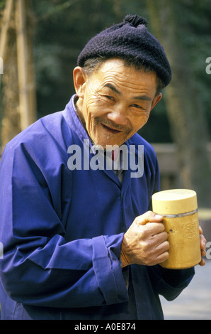 Happy old man in Chongqing China Stock Photo