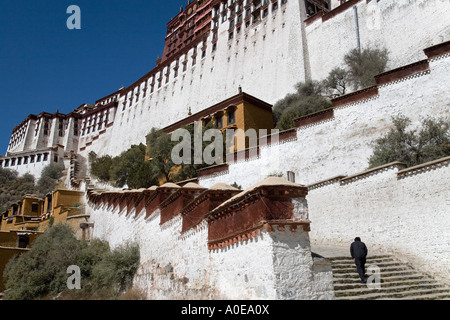 Climbing steps to the Potala Palace 2- Lhasa Tibet Stock Photo