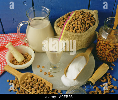 Tiger nut milk preparation Stock Photo