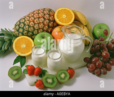 Fruits and yogourt Stock Photo