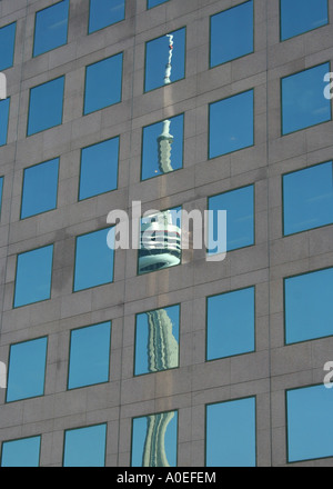 CN tower reflected in office window Toronto Canada  November 2006 Stock Photo