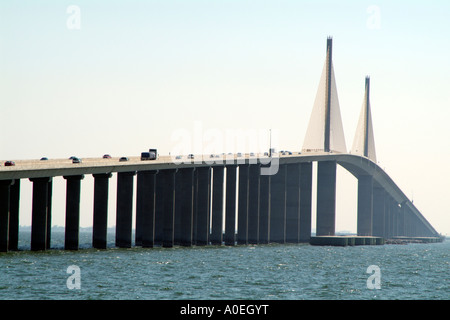 Sunshine Skyway Bridge which spans Tampa Bay Florida America USA Stock Photo