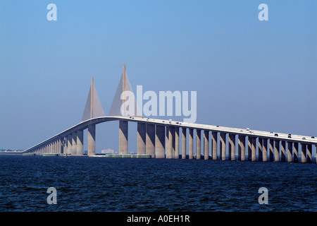 Sunshine Skyway Bridge which spans Tampa Bay Florida America USA Stock Photo