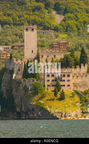 Malcesine Castle on the shores of Lake Garda, Malcesine, July 2006: Phillip Roberts Stock Photo