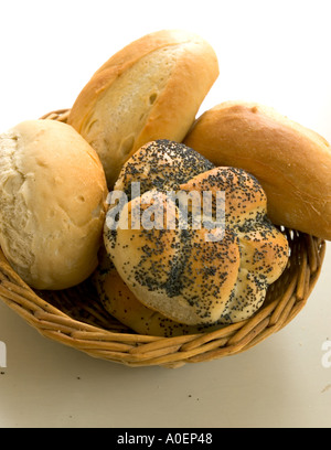 Bread basket with decorative bread rolls Stock Photo