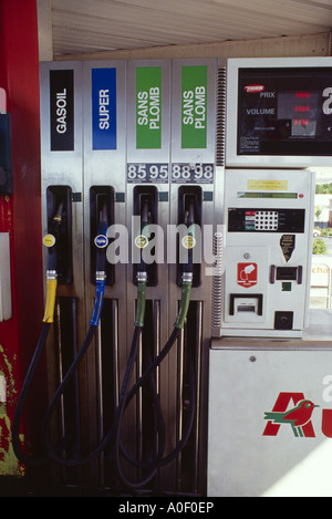 French service station petrol pumps Stock Photo - Alamy