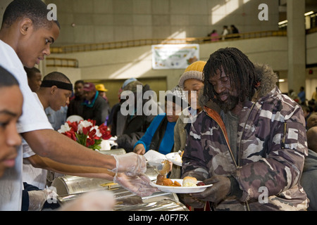 Thanksgiving Dinner for Homeless People Stock Photo