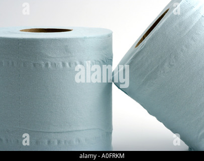 Two pale blue toilet rolls. Stock Photo