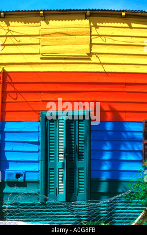 Multicoloured homes near the Caminito pedestrian walkway in Buenos Aires suburb La Boca Argentina Stock Photo
